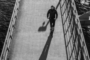 person walking on the bridge