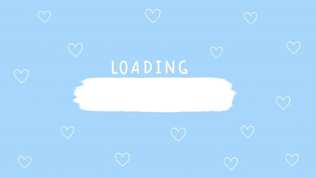 Hand drawn love loading bar, stop motion animation on a pastel blue background 