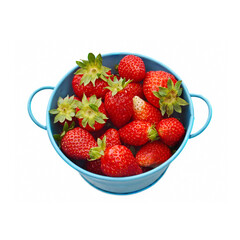 Bowl of fresh strawberries isolated on white background