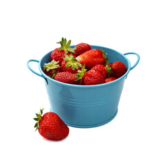 Bowl of fresh strawberries isolated on white background.