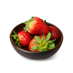 Strawberries in a bowl isolated on white background