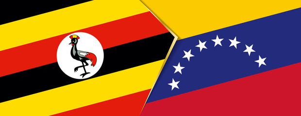 Uganda and Venezuela flags, two vector flags.