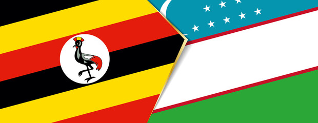 Uganda and Uzbekistan flags, two vector flags.