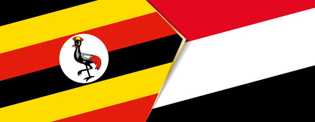 Uganda and Yemen flags, two vector flags.