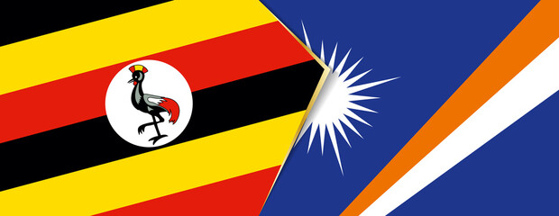 Uganda and Marshall Islands flags, two vector flags.