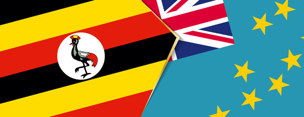 Uganda and Tuvalu flags, two vector flags.