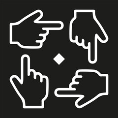 Icons of hands in a circle. Finger. Hand. Vector graphics