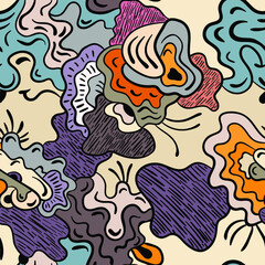 Psychedelic abstract colorful unusual seamless pattern