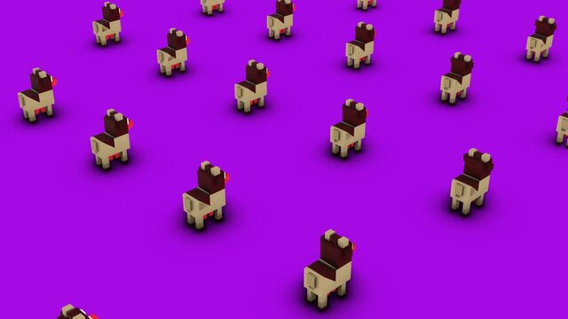 Cow mad bull Texture rotation - 3d model animation on a colored background