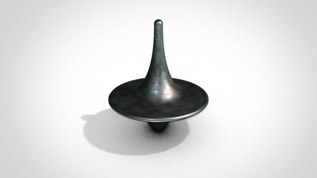 Spinning top - rotation loop - 3D model animation on a white background
