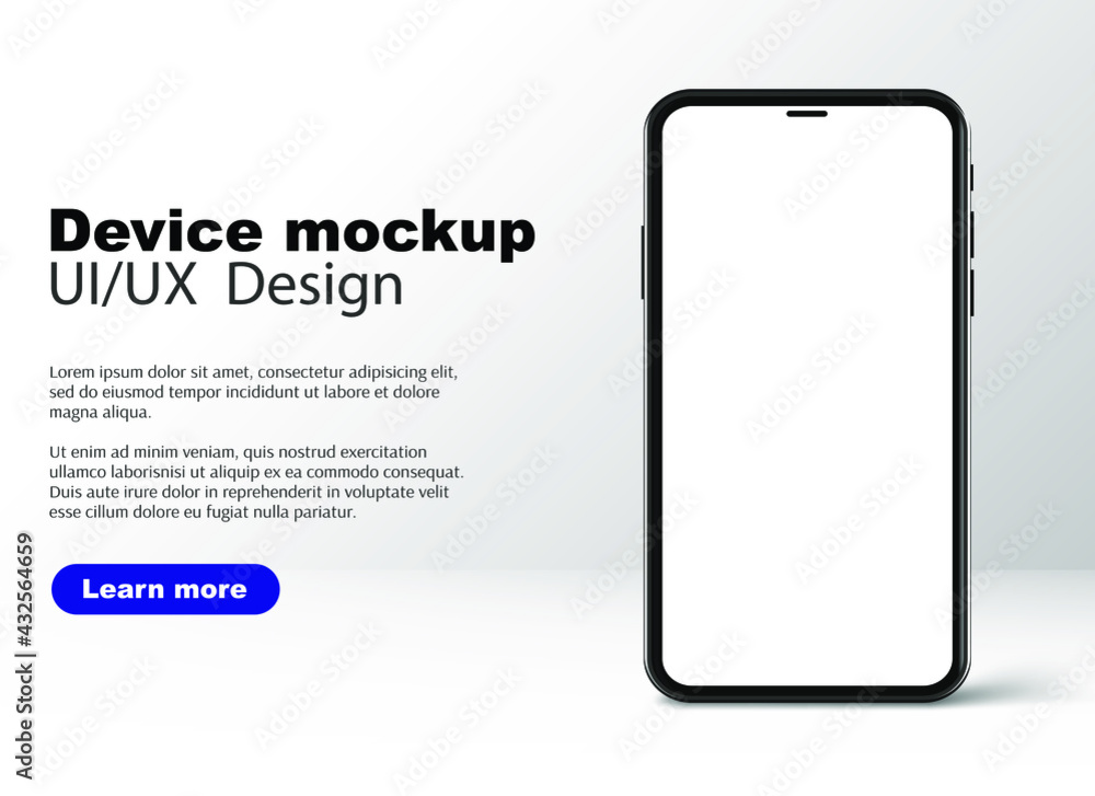 Aufkleber realistic smartphone mockup with blank screen. phone isolated on white background with copy space on