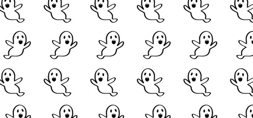 A flying ( baby ) ghost a expression for Happy halloween party on 31 october fest. Ghosts pictogram. Flat vector ghost sign. Cartoon fly spook seamless pattern. Zombie, monster, spooky, boo symbol.
