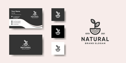 Fototapeta na wymiar Natural logo template with unique concept and business card design Premium Vector