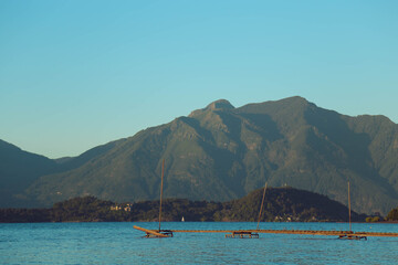 lake, mountains and pier