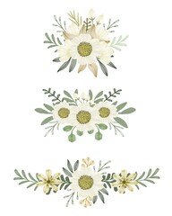 arrangement of watercolor floral in white. frame collection for wedding invitation. vector design