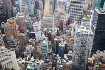 View of New York City skyscrapers from above
