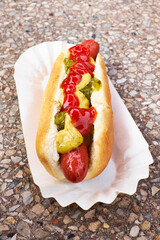 Fresh Hot Dog with ketchup and mustard