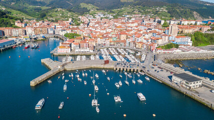 aerial view of bermeo fishing town, Spain