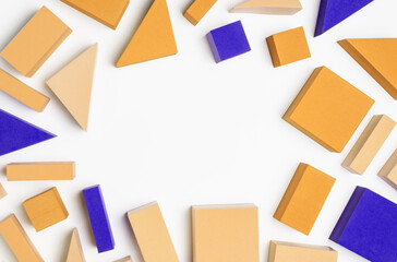 Collage of geometric shapes made of foam rubber