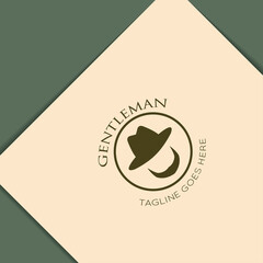american gentleman logo and icon vector with mockup illustration design template