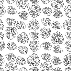 Seamless pattern with monstera leaves. Vector illustration