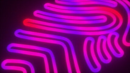 Customized stripes 3d render personality id with personal curved geometric biometric tracery and identification structure. Confidential scan signature to unlock privacy protection.