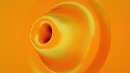 Abstract gold shape with impulse circular waves, computer generated. 3d rendering of fractal background