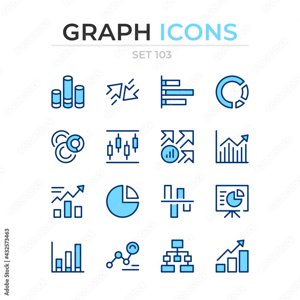 Poster graph icons. vector line icons set. premium quality. simple thin line design. modern outline symbols