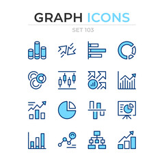 Graph icons. Vector line icons set. Premium quality. Simple thin line design. Modern outline symbols collection, pictograms.