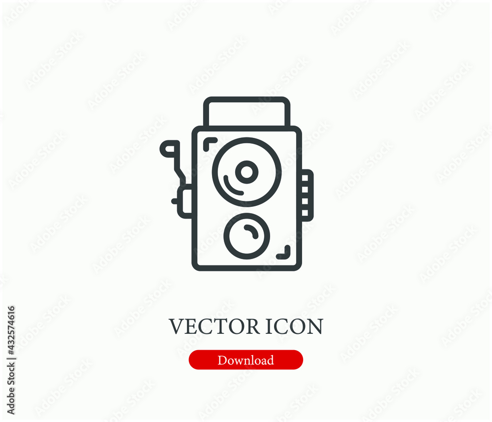 Poster camera vector icon. editable stroke. linear style sign for use on web design and mobile apps, logo. 