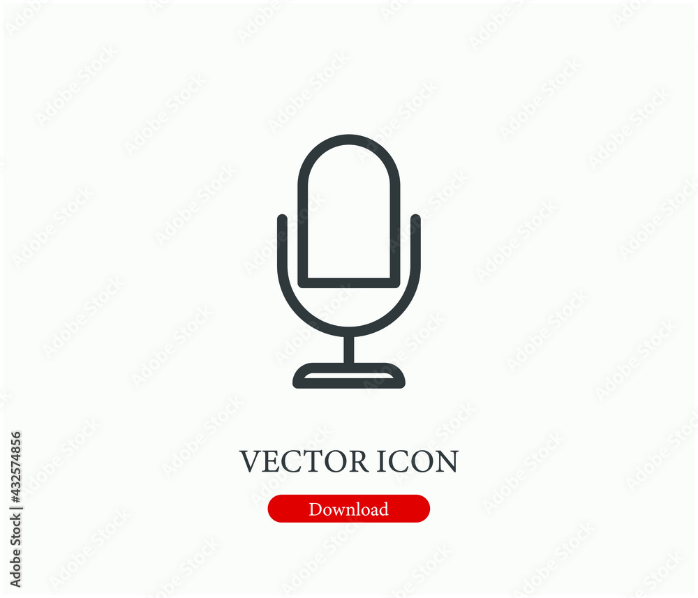 Poster microphone vector icon. editable stroke. linear style sign for use on web design and mobile apps, lo