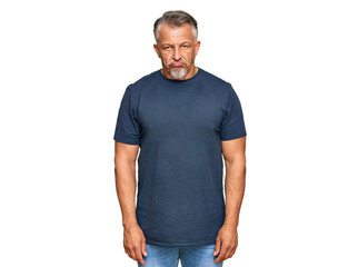 Fototapeta premium Middle age grey-haired man wearing casual clothes depressed and worry for distress, crying angry and afraid. sad expression.