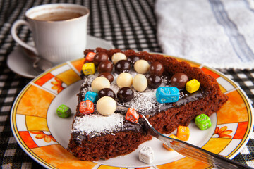 confectionery, sliced brownie and turkish coffee
 