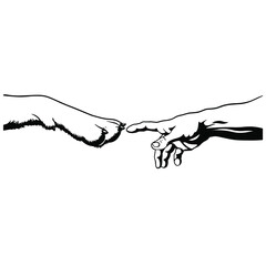 Paw and Hand, Man and Dog, Creation of Adam © liza