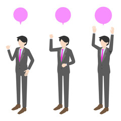 喜ぶビジネスマン　ベクターイラスト　アイソメトリック