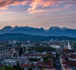 Sunset over Ljubljana, Central Slovenia Region