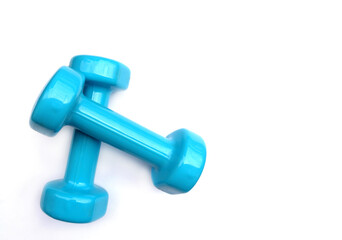 Two blue dumbbells