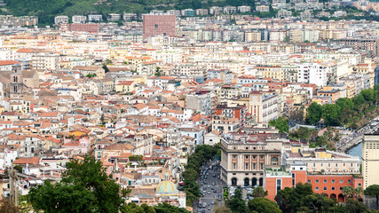 Fototapeta na wymiar Salerno city and port seen from above 
