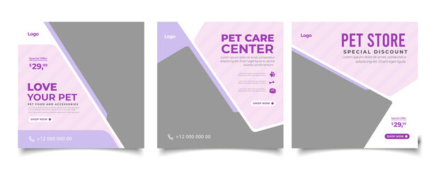 Pet shop banner for social media instagram post template