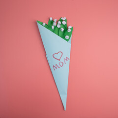 handmade greeting card for mothers day, spring craft concept