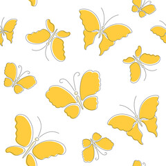 Seamless pattern with simple yellow butterflies.