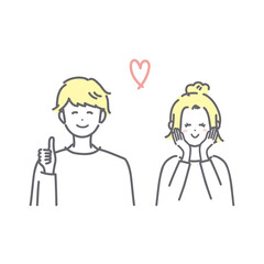 嬉しそうな男女のイラスト素材