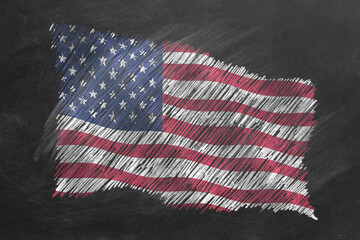 National Flag of the United States. Chalk drawn illustration.