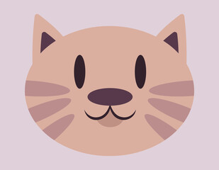 Striped cat face. Pet in flat style