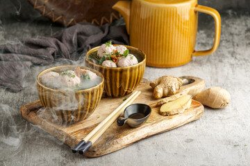 Bakso or baso is an Indonesian meatball soup, made а beef and chicken