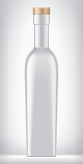 White Non-transparent Bottle with Cork on background. 