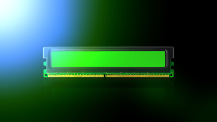 Computer RAM modules on a dark green background. Side flashing