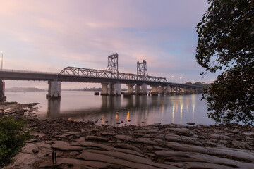 Fototapeta premium Parramatta River and Ryde Bridge view in the morning.