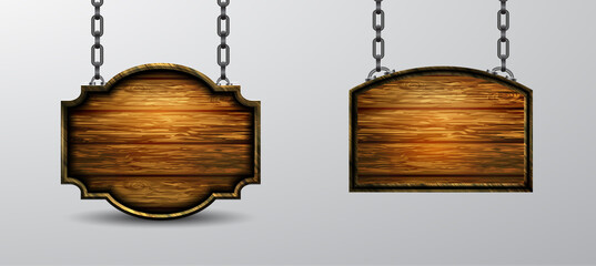 Vector realistic illustration of wooden signboard isolated