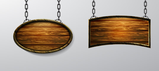 Vector realistic illustration of wooden signboard isolated